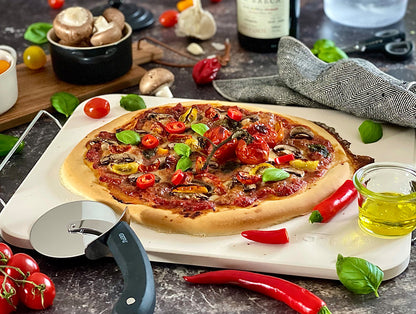 Set: Pietra per pizza DARIOSO con base + taglia pizza + pala per pizza